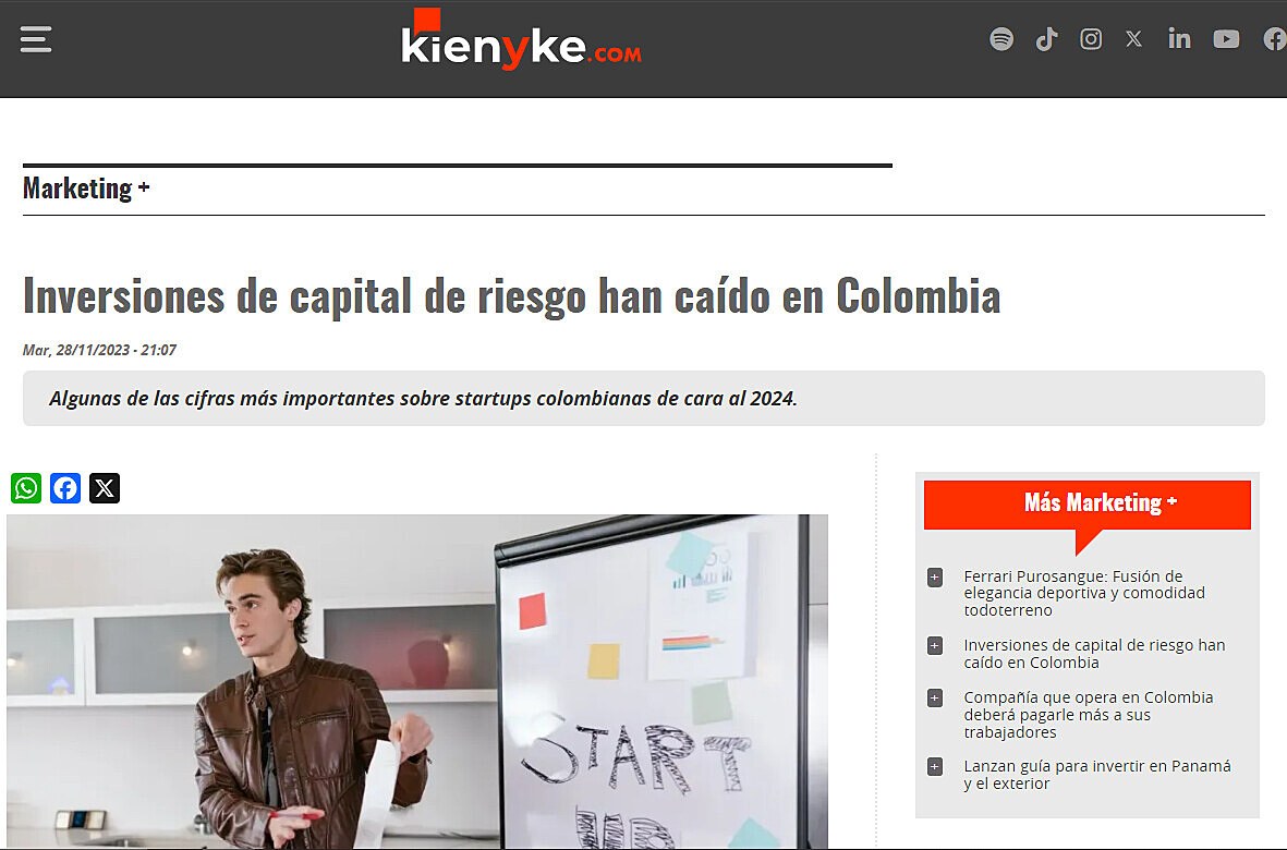 Inversiones de capital de riesgo han caído en Colombia